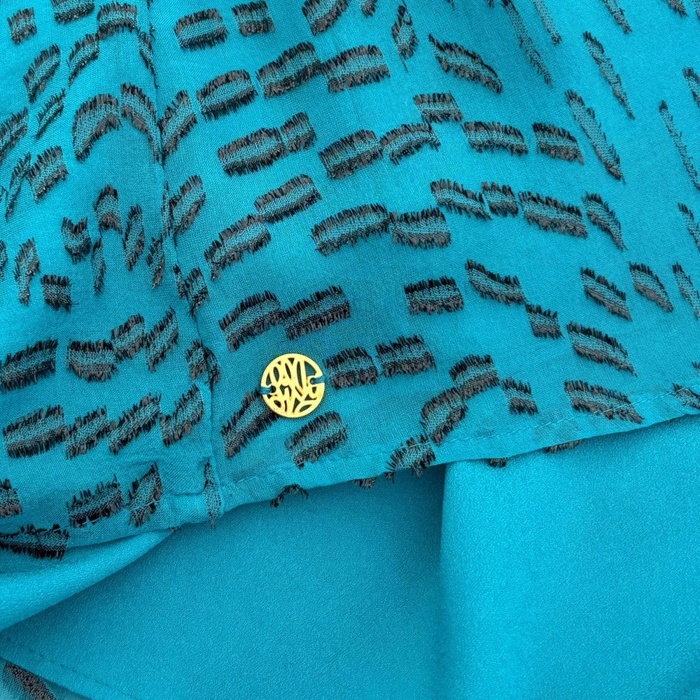 Lilly Pulitzer Florin SILK Tank Top Teal Swirl Clip MEDIUM resortwear luxe glam - Picture 7 of 9